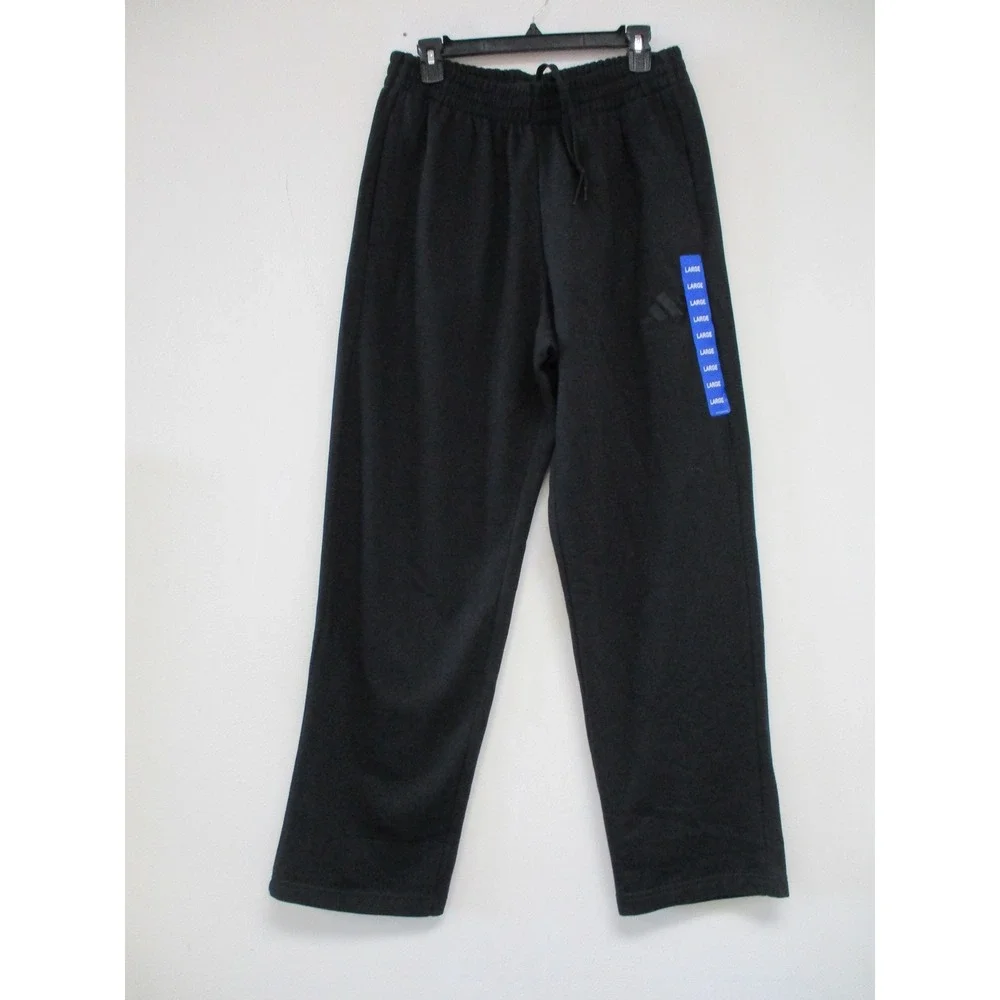 Adidas Sweatpants Mens Large Black Relaxed Fit Fleece Athletic Joggers 410537